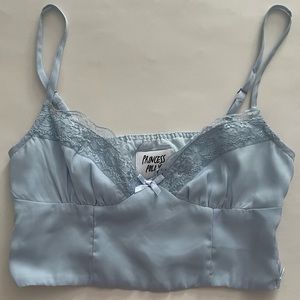 Princess Polly Blue Lace Tank Top